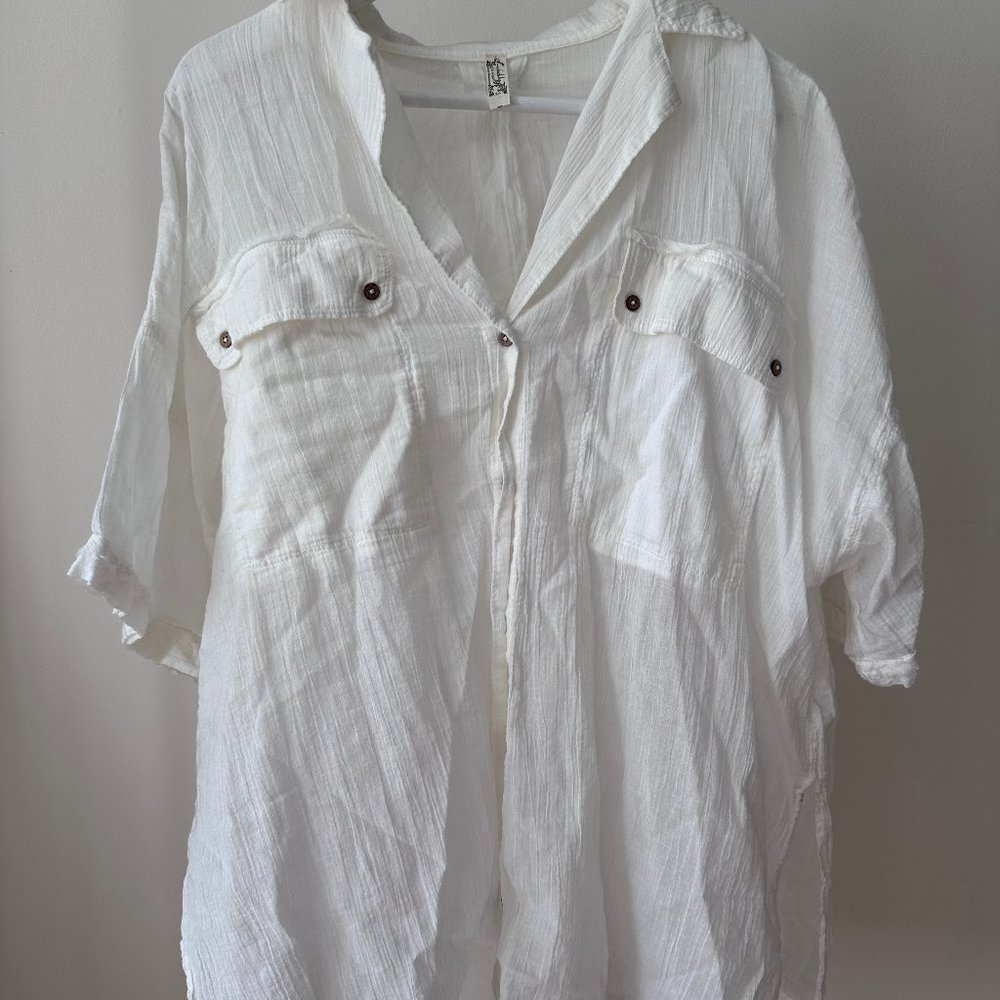 Free People Short Sleeve Button Up Tunic